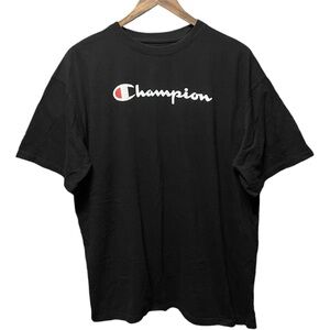 champion curse of chess spell out basic short sleeve crewneck casual black shirt